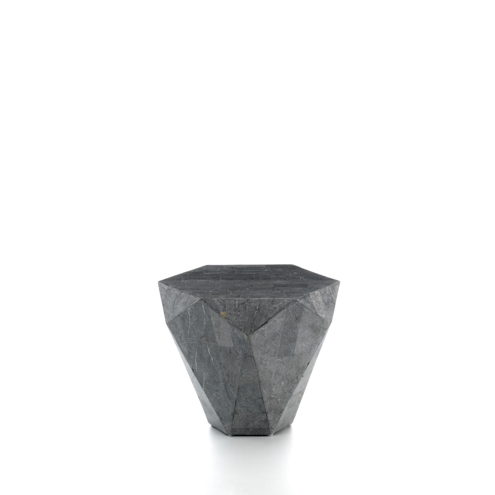 Diamond small - Tavolino / End table (60 x 60 x 50h) in Pietra fossile grigio