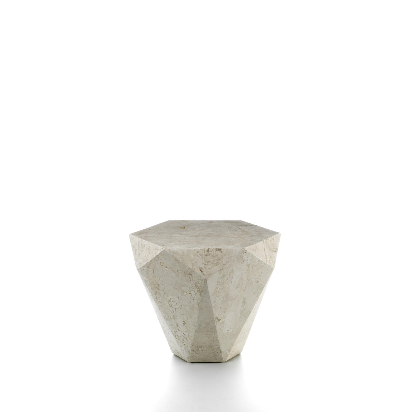 Diamond small - Tavolino / End table (60 x 60 x 50h) in Pietra fossile beige